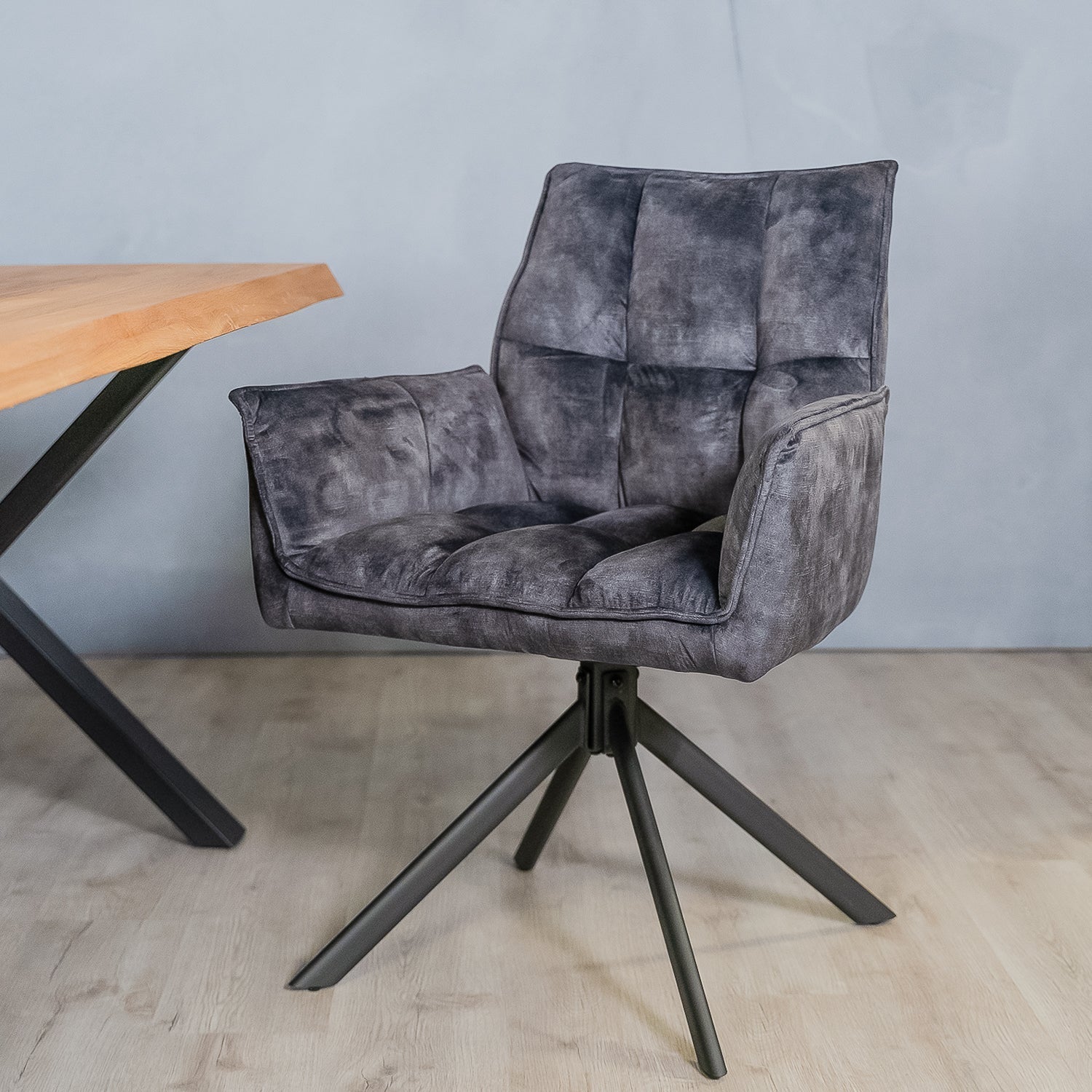 velvet eetkamerstoel grijs antraciet