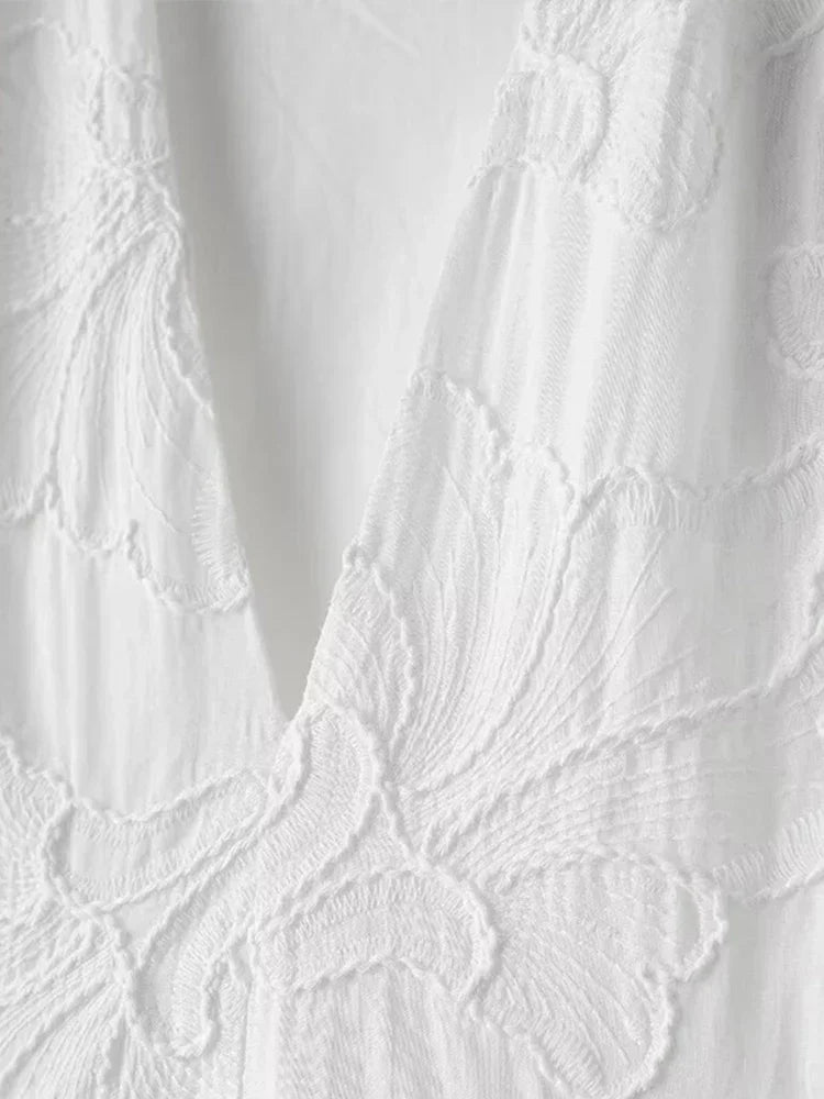 Women's Puff Sleeve Mini Dress with Elegant Embroidered Design