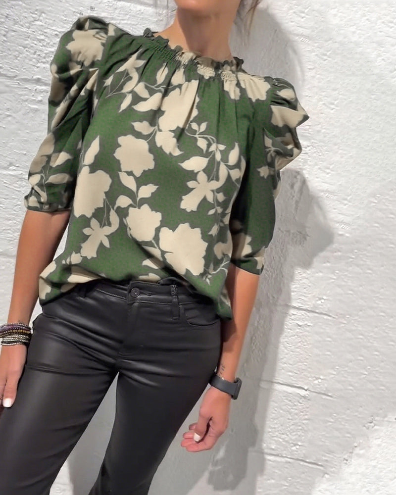 Puff Sleeve Blouse with Ruffles
