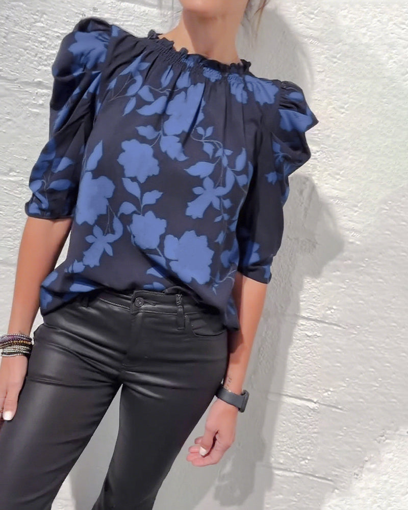 Puff Sleeve Blouse with Ruffles