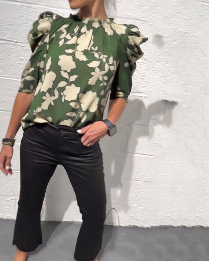 Puff Sleeve Blouse with Ruffles