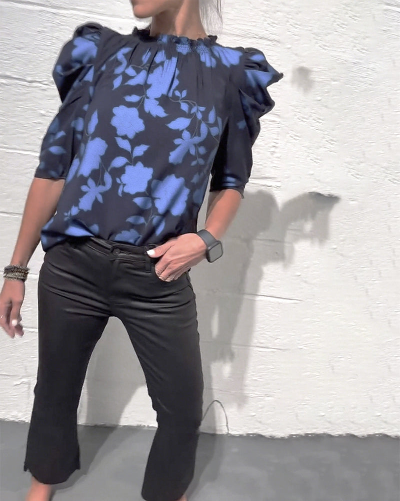 Puff Sleeve Blouse with Ruffles