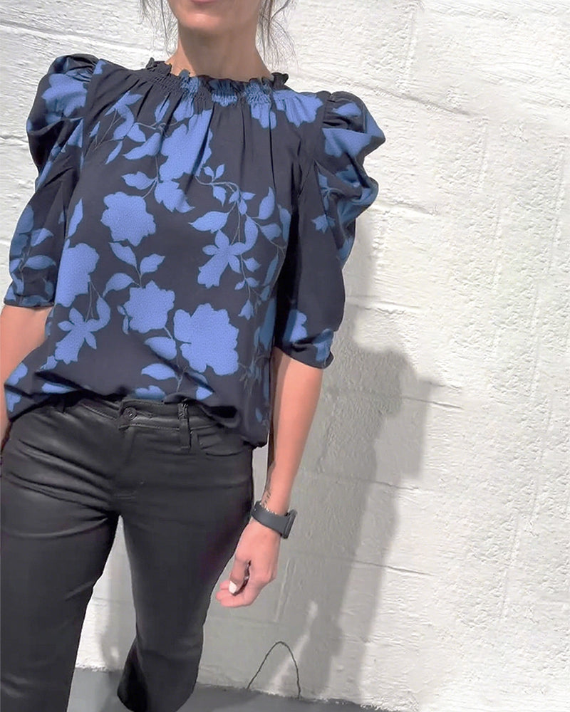 Puff Sleeve Blouse with Ruffles