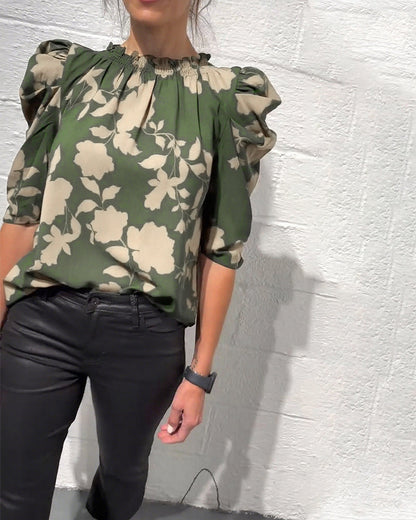 Puff Sleeve Blouse with Ruffles