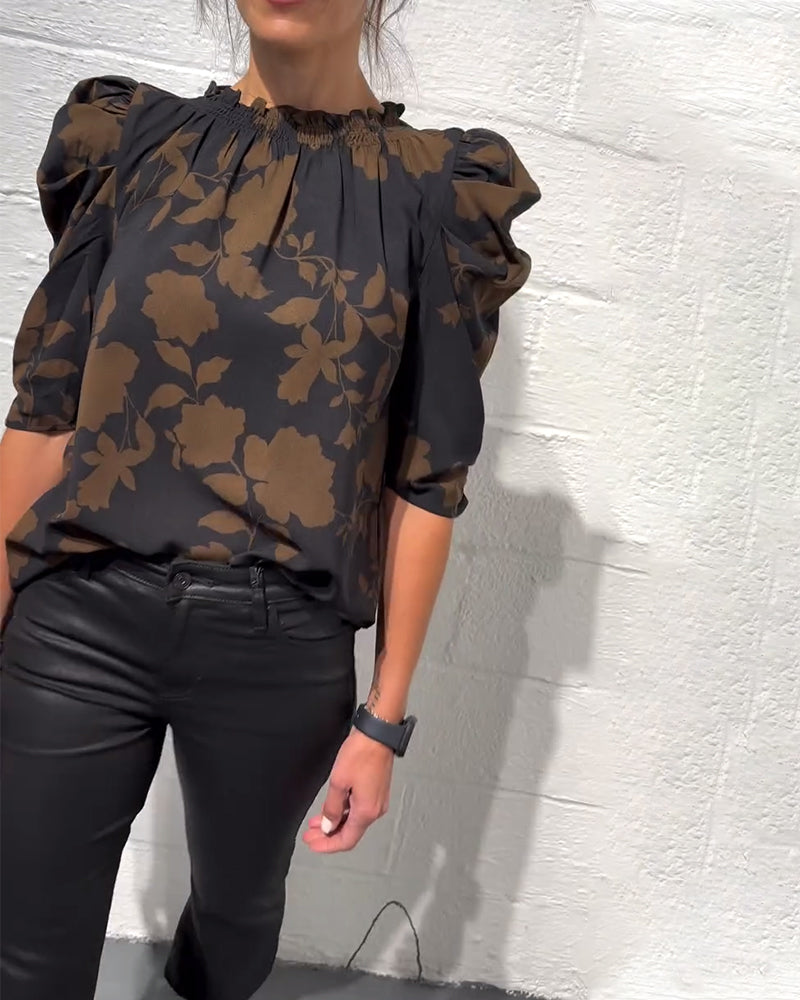 Puff Sleeve Blouse with Ruffles