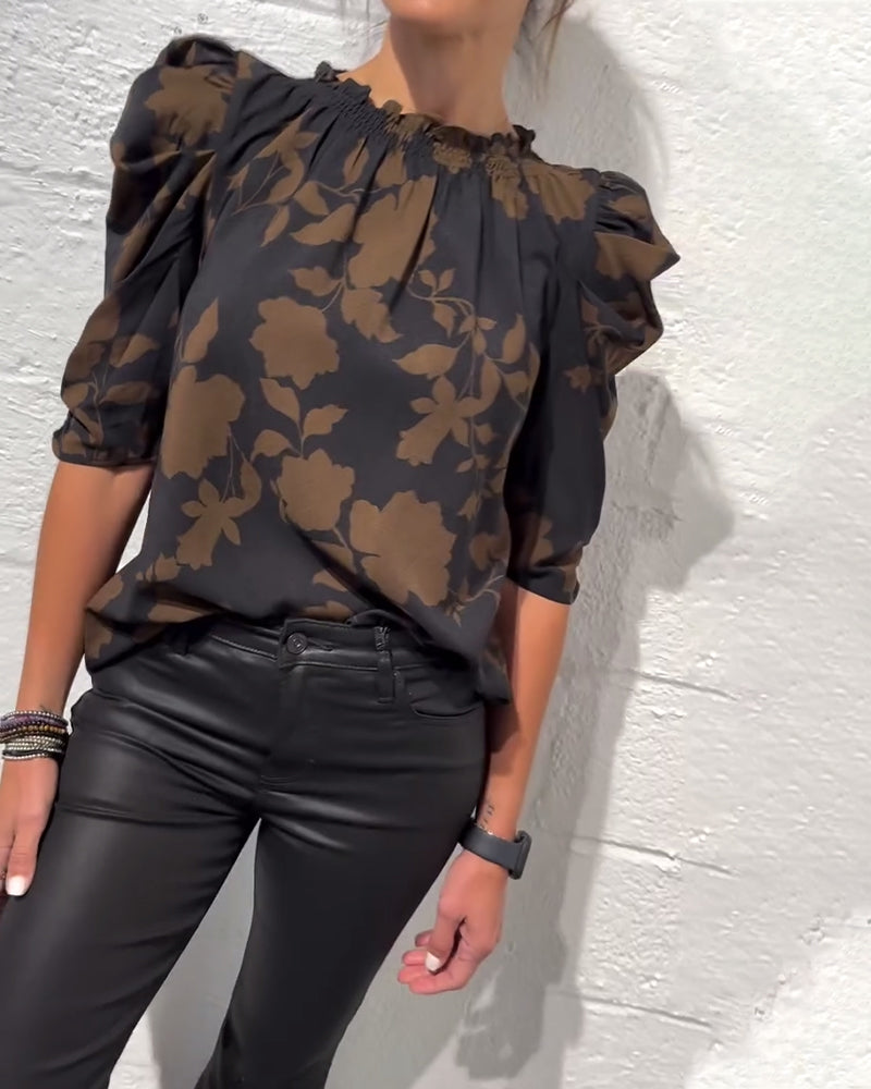 Puff Sleeve Blouse with Ruffles