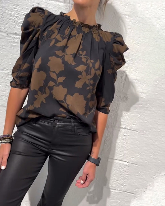 Puff Sleeve Blouse with Ruffles