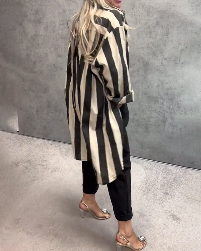 Loose-fit long-sleeve striped shirt