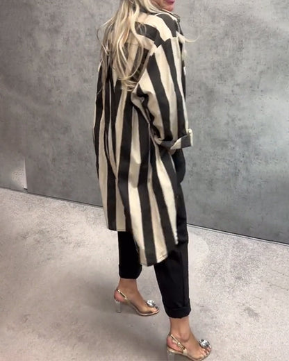 Loose-fit long-sleeve striped shirt