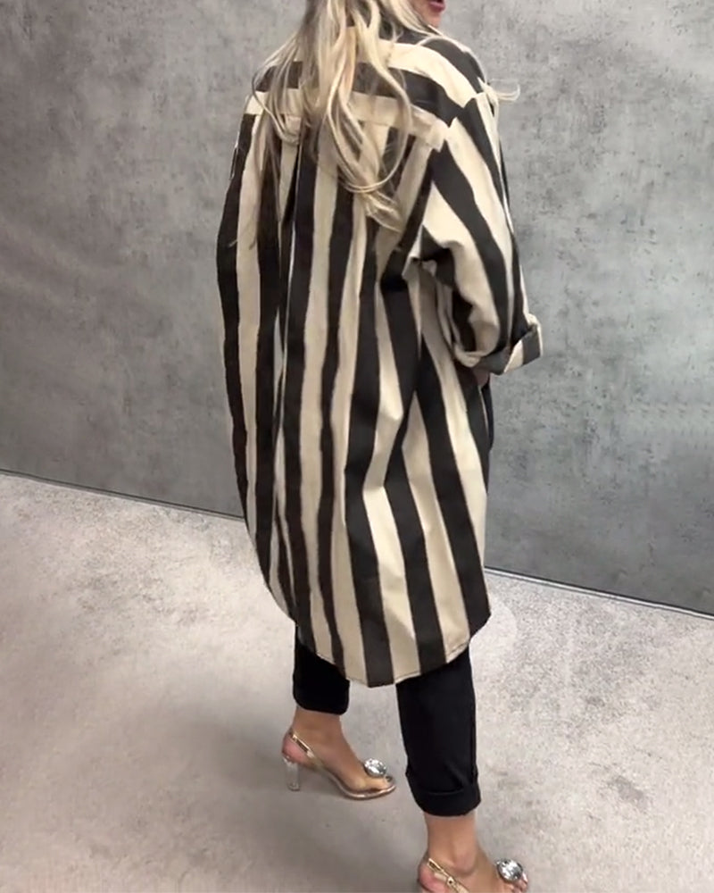 Loose-fit long-sleeve striped shirt