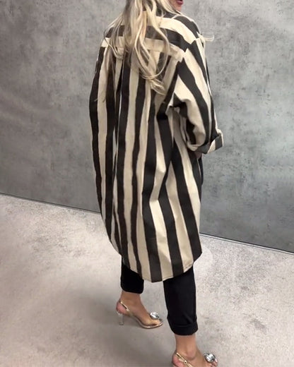 Loose-fit long-sleeve striped shirt