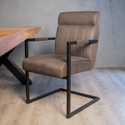 eetkamerstoel grijs met armleuning logan antraciet