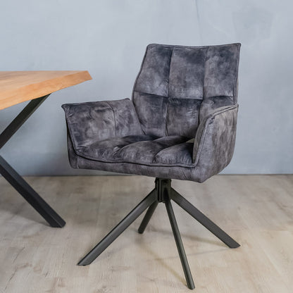 velvet eetkamerstoel grijs antraciet