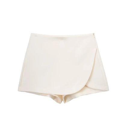 Women's High Waist Asymmetric Mini Skirt with Overlap Front