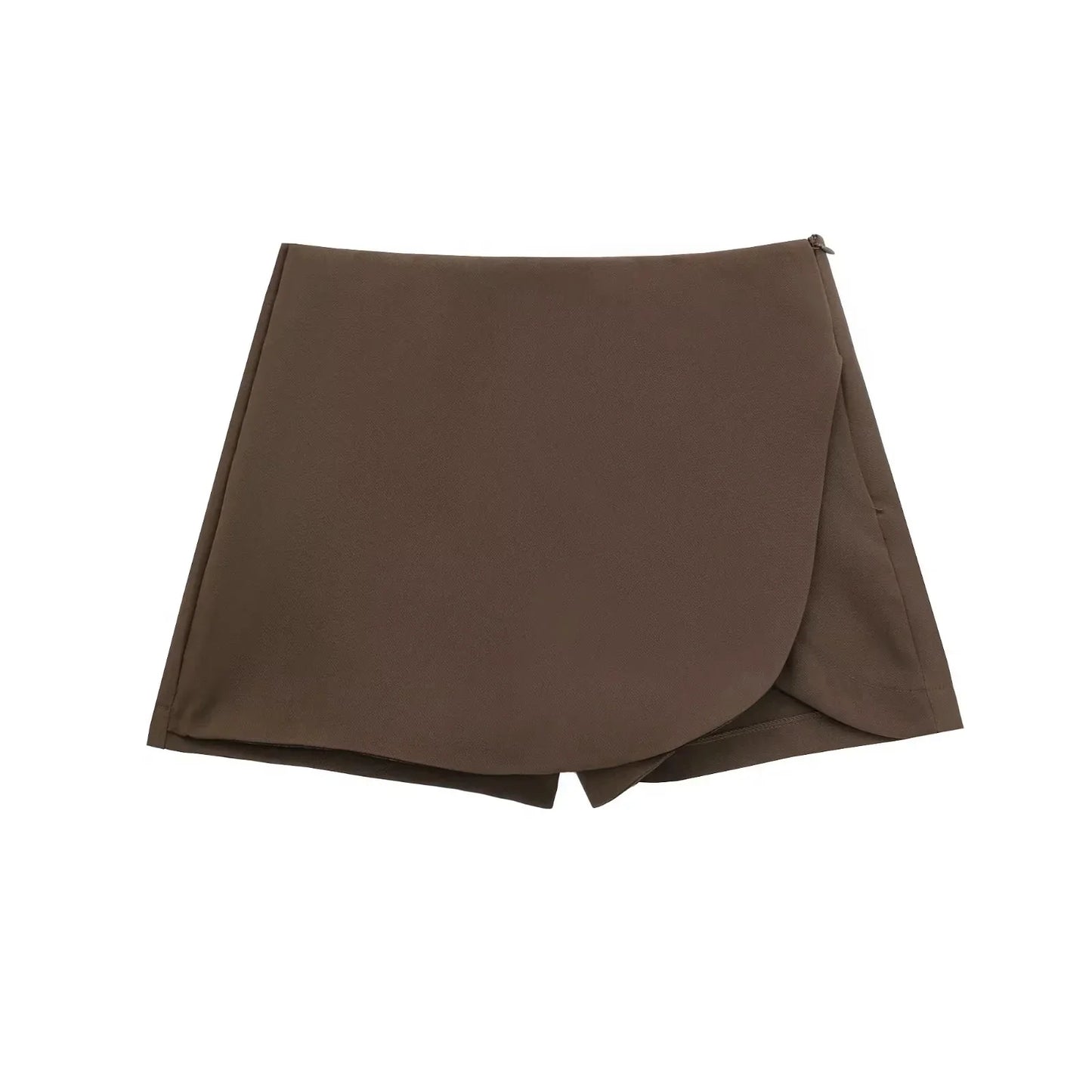 Women's High Waist Asymmetric Mini Skirt with Overlap Front