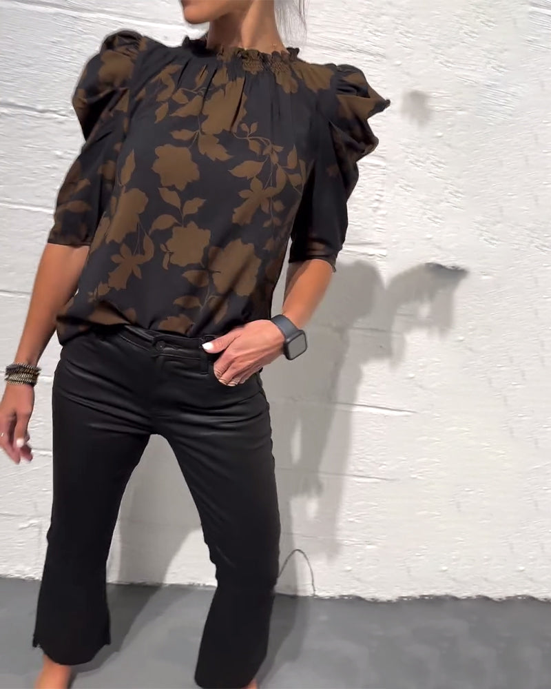 Puff Sleeve Blouse with Ruffles